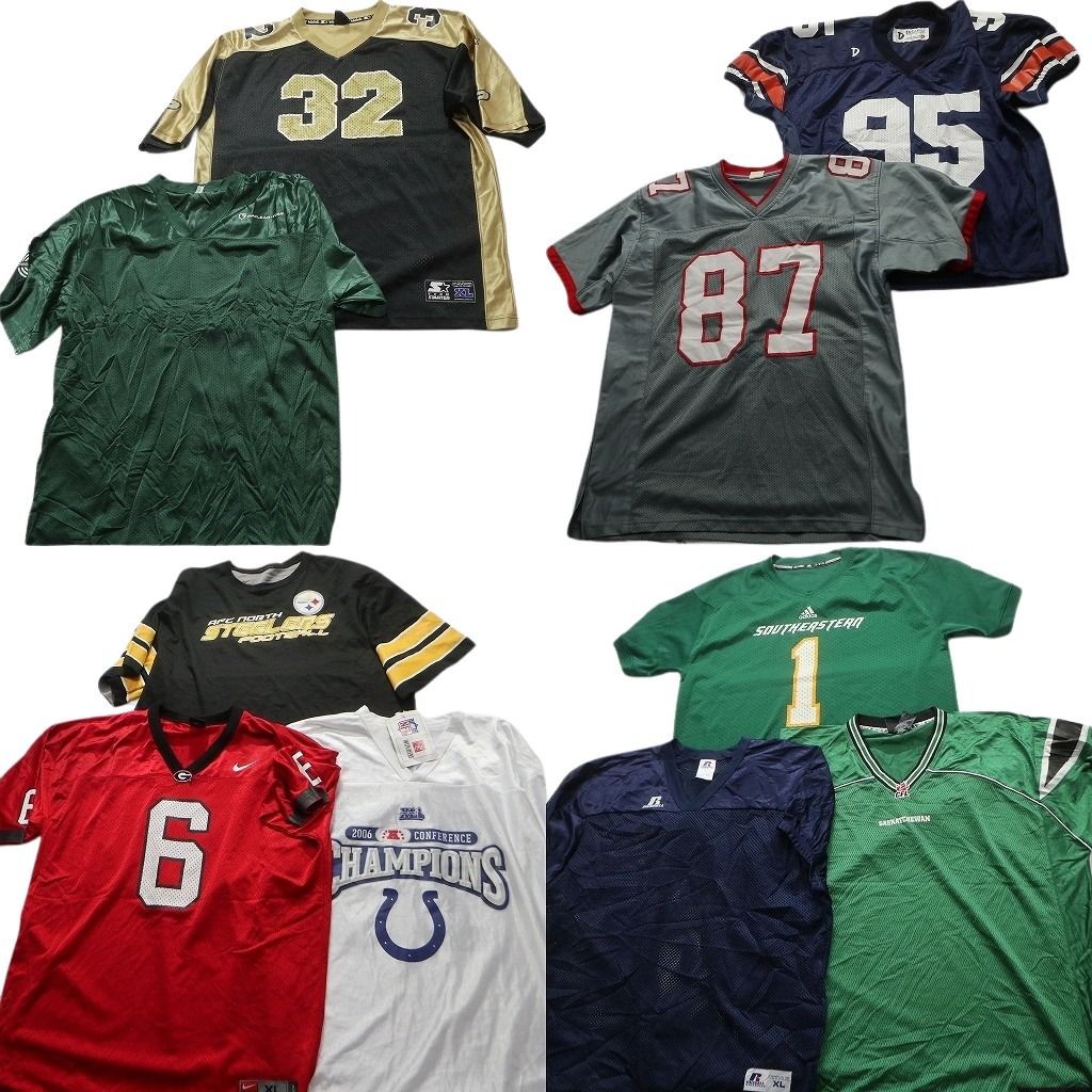 古着卸 アメフト ゲームシャツ ユニフォーム 10枚セット メンズ XL アディダス ナイキ NFL 古着 NA6257