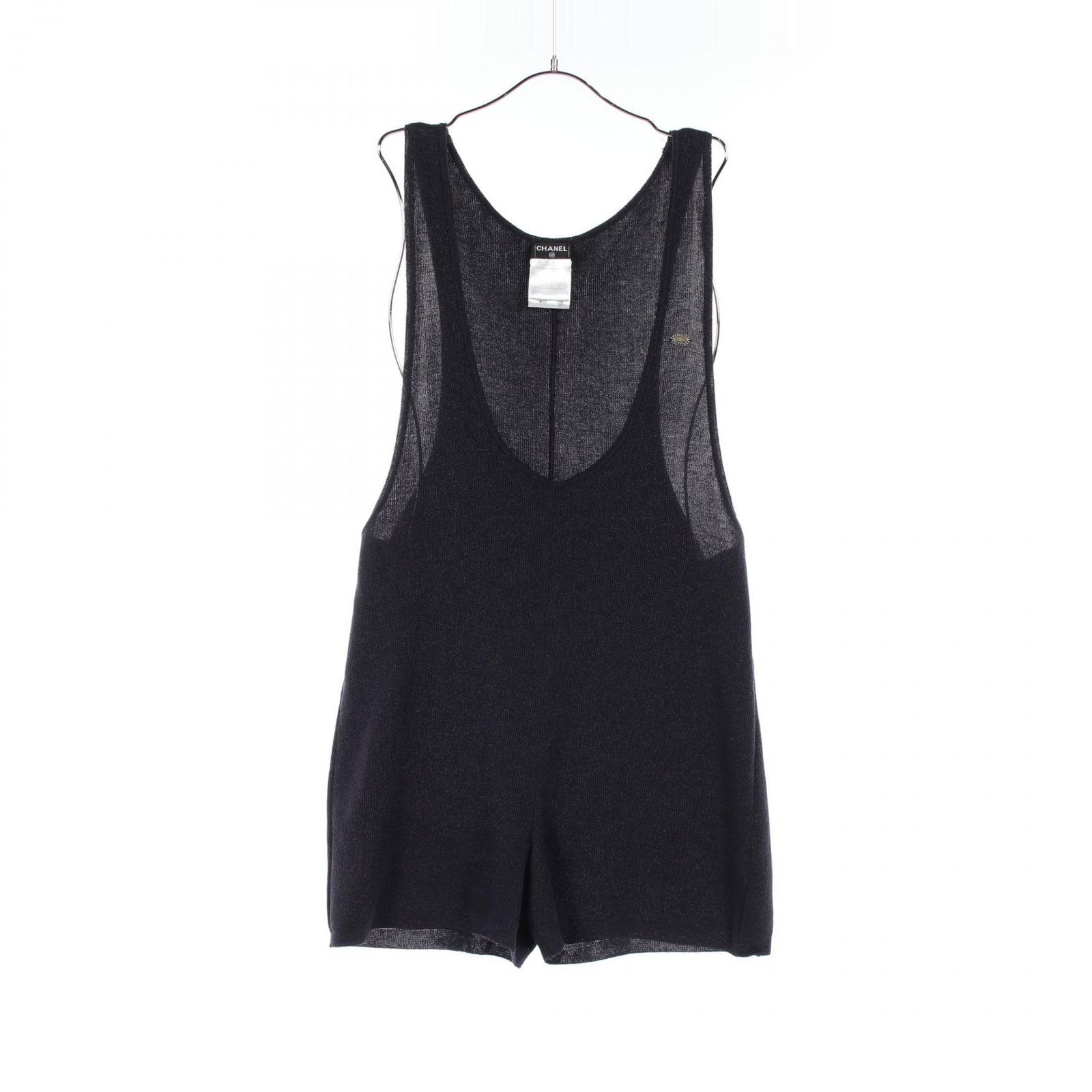 シャネル CHANEL ツナギ ココマーク P33226 ネイビー コットン オールインワン レディース Used A