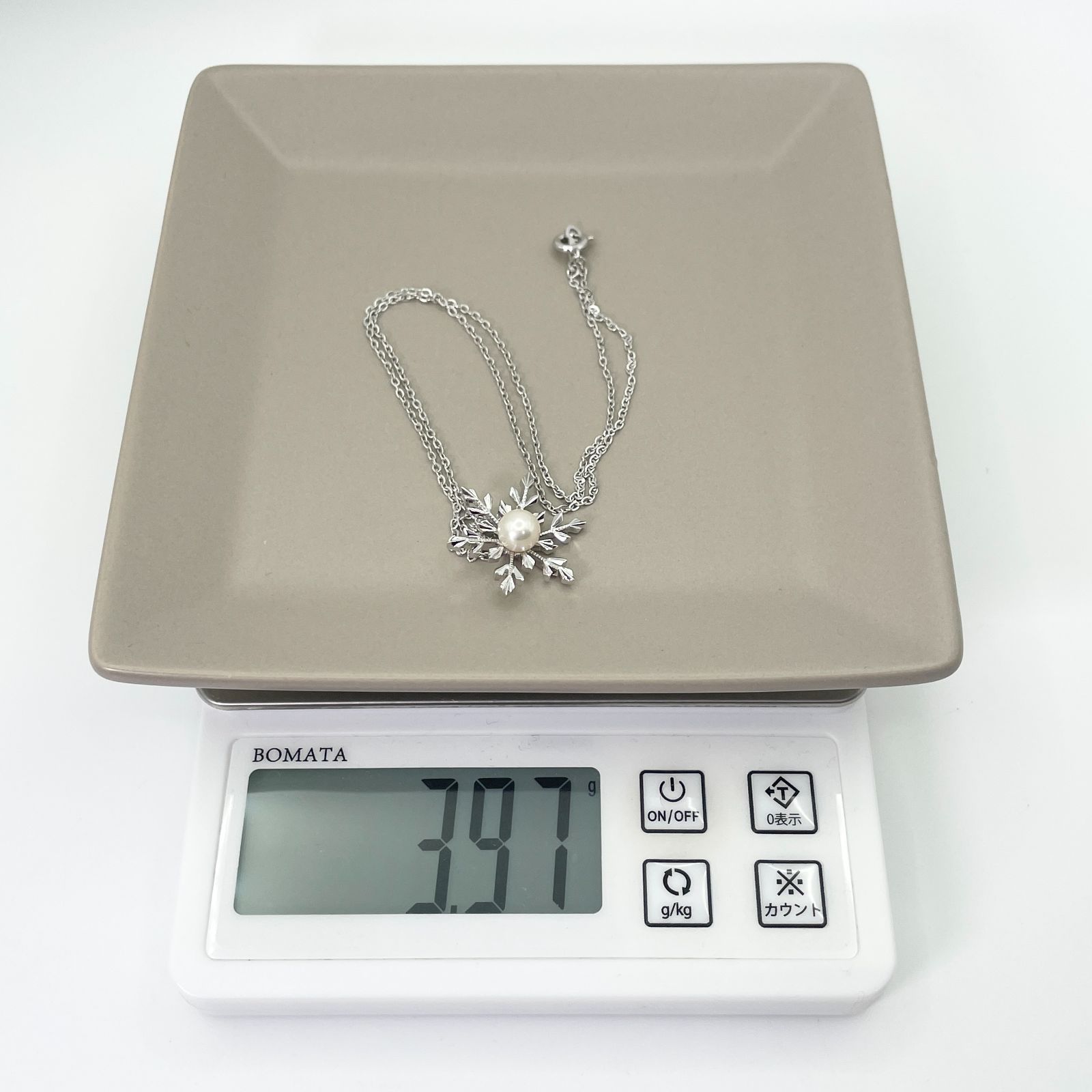 【希少☆完売品】ミキモト製パール付き雪の結晶ネックレス クリスマス Frozen 美品 ミキモト 雪の結晶 シルバー ネックレス パール/25-912S