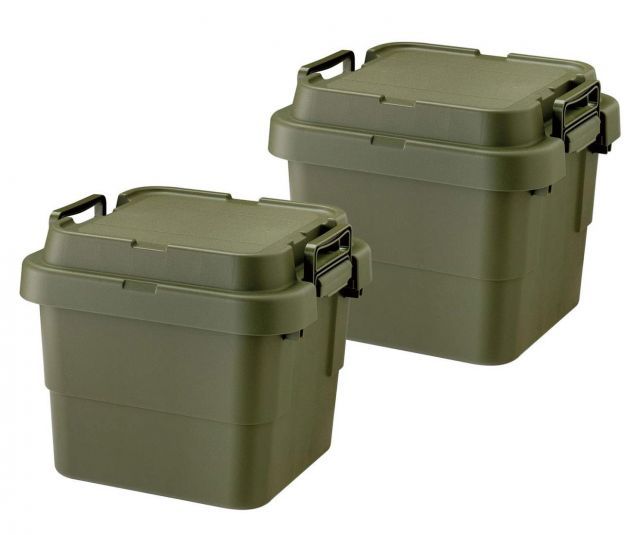 リス RISU 収納ボックス トランクカーゴ 30L グリーン 日本製 TC-30S 2個セット コンテナ ボックス スタッキング 屋外収納 キャンプ 防水 GHON103