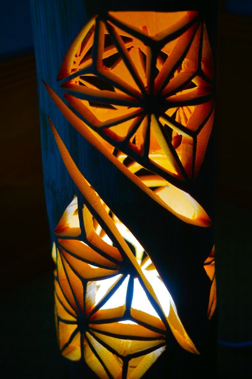 ◇全面彫◇竹灯り・竹あかり・竹灯籠・竹灯篭・竹ランプ ～～ 工場