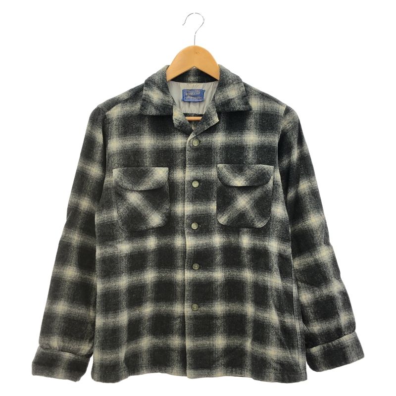 50s PENDLETON オープンカラー ネルシャツ M グレー ポタンかけあり 66