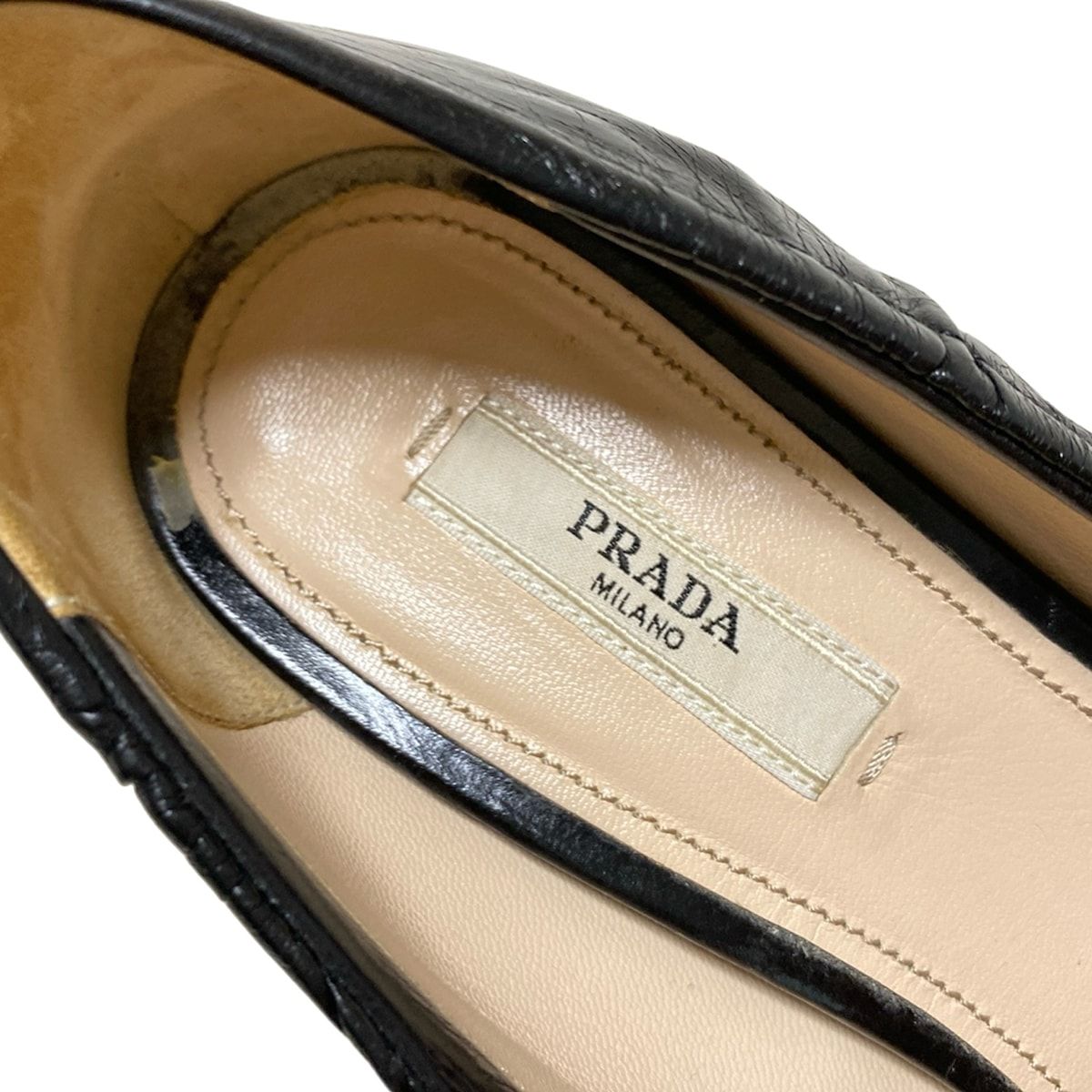 PRADA(プラダ) パンプス 37 1/2 レディース - 黒 リボン レザー