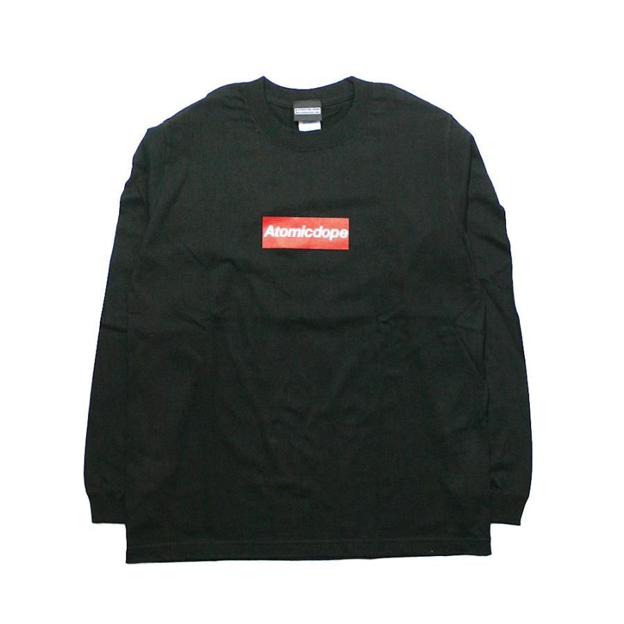 Atomicdope Box Logo ロンT ロングスリーブ Tシャツ ボックスロゴ 長袖 Long Sleeve Tee アトミックドープ ブラック/レッドカラー