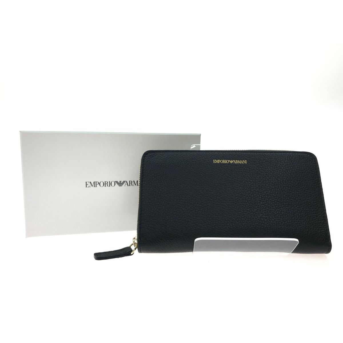 EMPORIO ARMANI 長財布 ブラック/グレー ▽▽EMPORIO ARMANI レディース 長財布 ラウンドファスナー フル