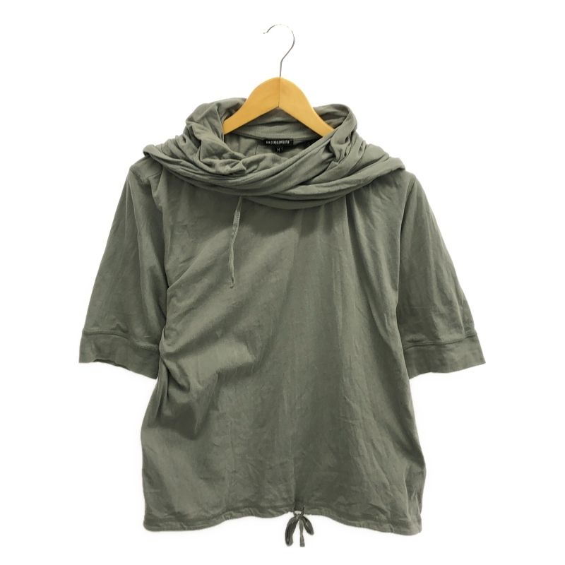 【中古】ANN DEMEULEMEESTER フード付き半袖Tee M グレー アン ドゥムルメステール[10]