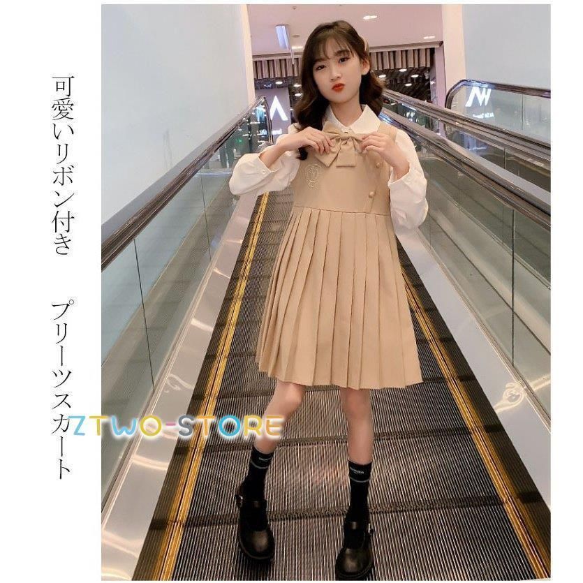 組曲 キッズ 入学式 発表会 セレモニースーツ リボン付きワンピース