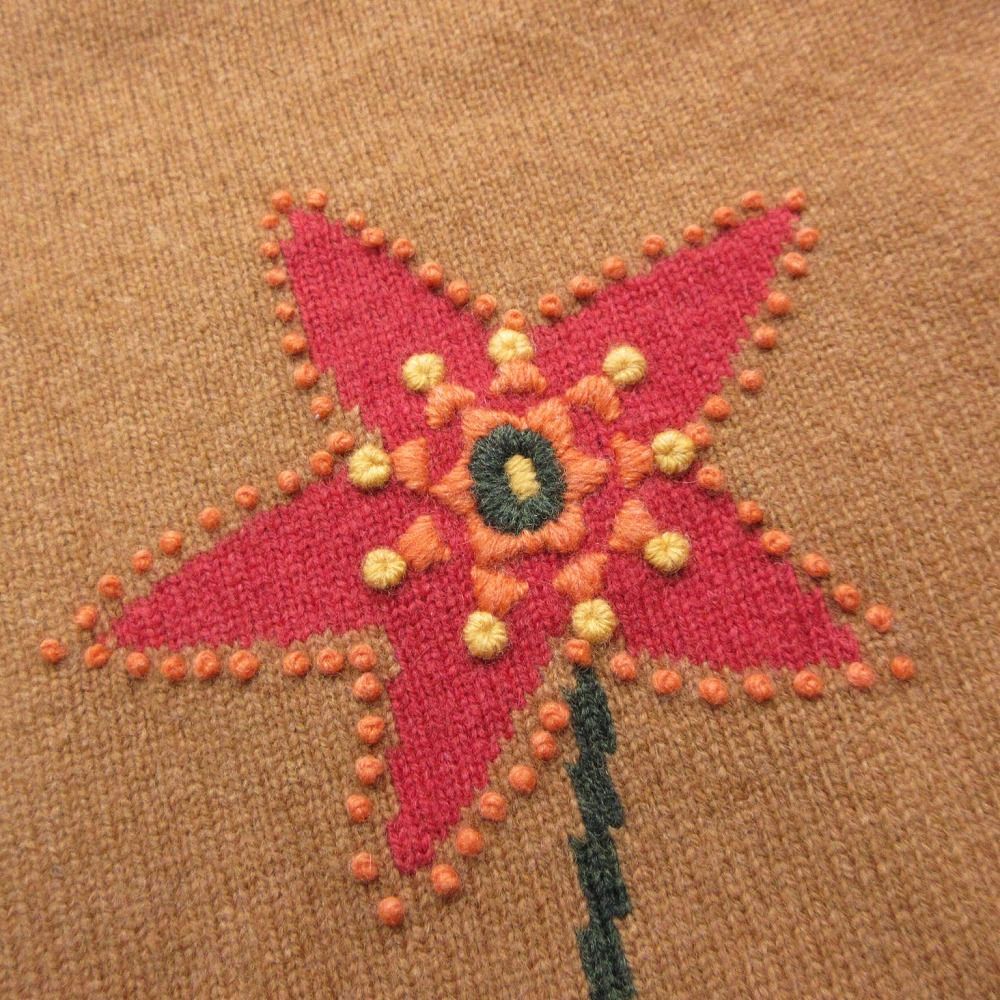 Sybilla シビラ 花 フラワー 刺繍 ニット セーター モックネック ハイネック プルオーバー トップス M キャメル レディース 【中古】 Sybilla シビラ 花 フラワー 刺繍 ニット セーター モックネック