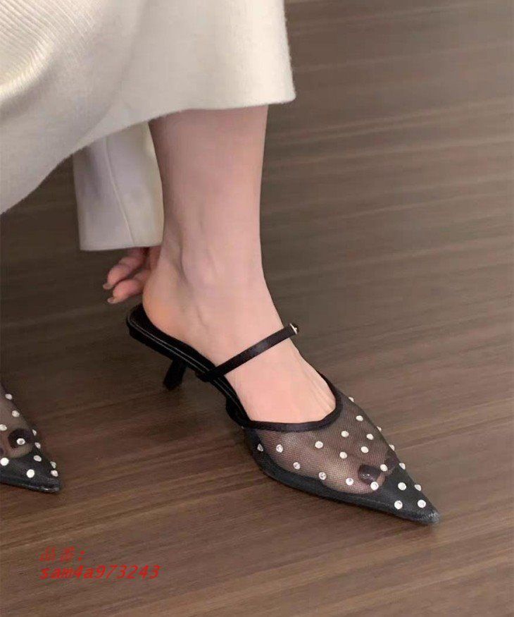 パンプス ミュール シアーポインテッドトゥ ラインストーン キラキラ キレイめ 宅込 送料無料 am4a973243 KIN-KAAI_COM