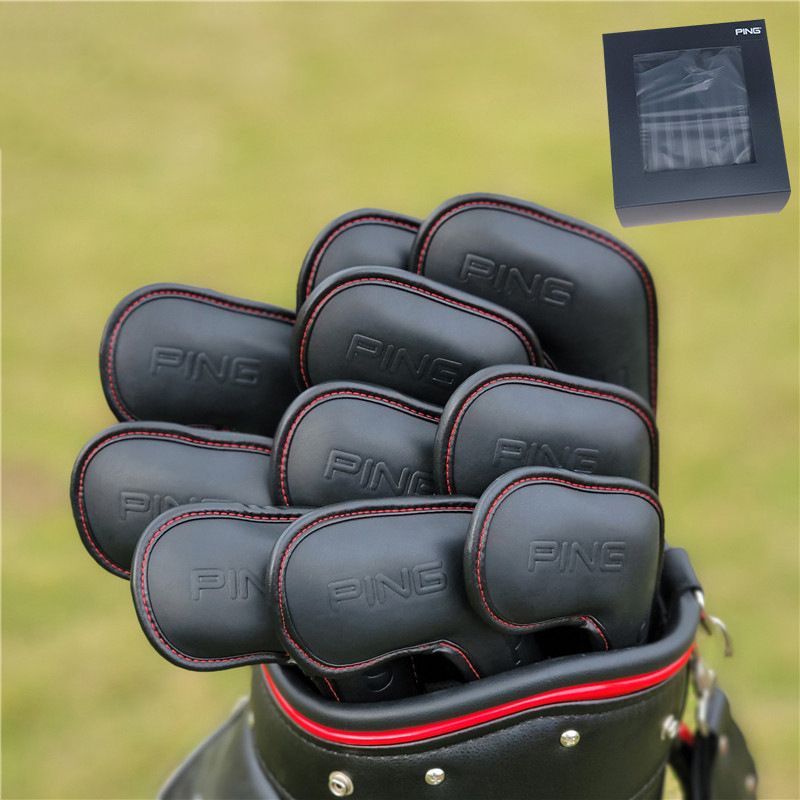 PING ゴルフ クラブ カバー アイアンセット 保護カバー ゴルフヘッド 10点セット 黒