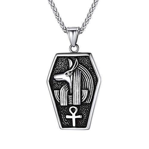 D/シルバー [Suplight] アヌビス Anubis 冥界の神 ネックレス メンズ 人気 シルバー サージカルステンレス エジプト アクセサリー