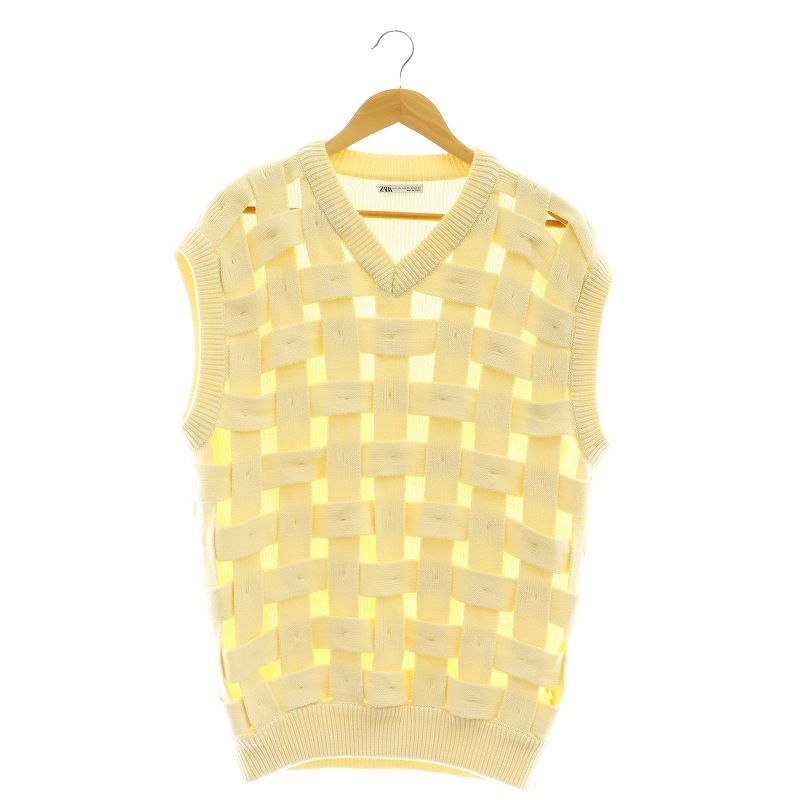 ザラ ZARA ニットベスト プルオーバー L-XL アイボリー /HK □OS