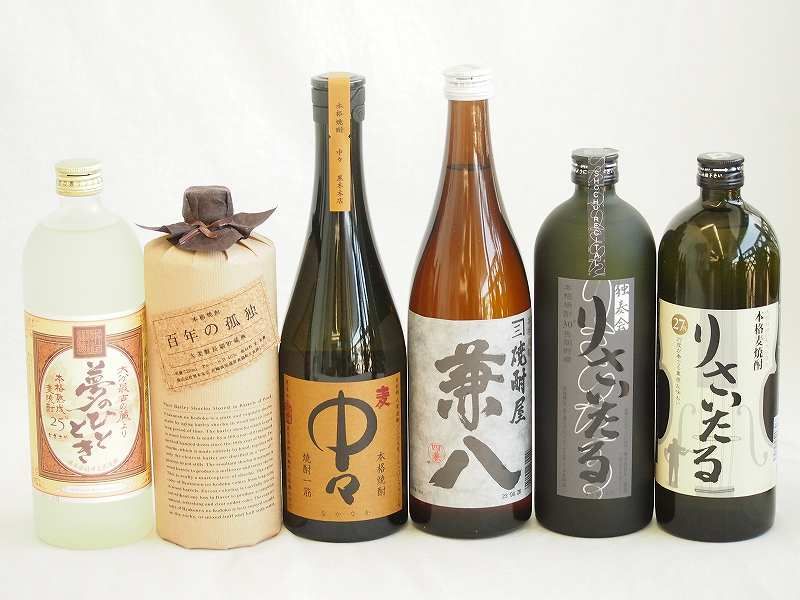 旨味がぎっしり詰まった本格麦焼酎お楽しみ6本セット(熟成麦 夢のひととき25度 りさいたる27度 長期貯蔵りさいたる30度 大麦長期 百年の孤独40度 兼八25度 本格麦 中々25度) 720ml×6本