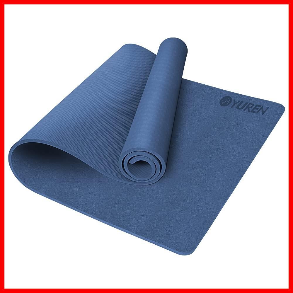 【迅速発送】YUREN ヨガマット 厚め 10mm 幅広 90cm x 195cm TPE素材 エクササイズ トレーニング マット yoga mat 滑り止め 耐久性 無害 収納バッグ 収納バンド付き