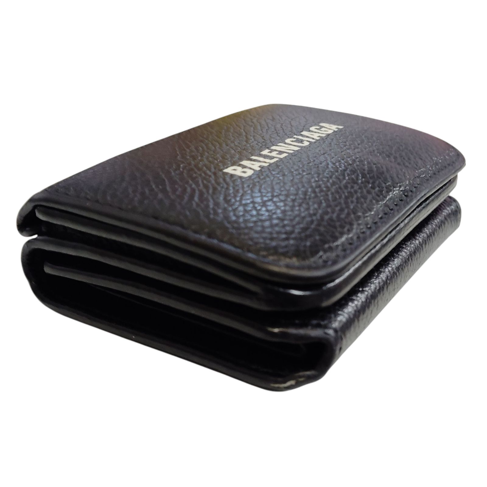 定価6万☆バレンシアガ 3つ折ミニ財布 グレインレザー 黒 本革 純正箱