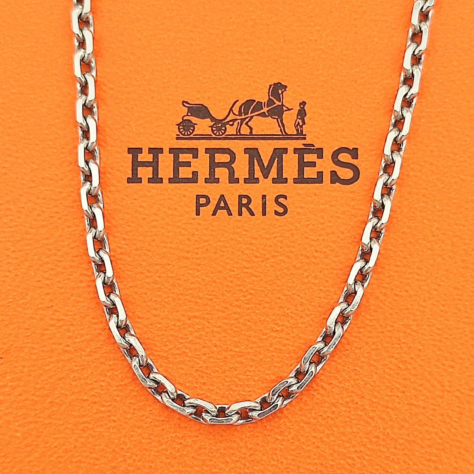 【超希少 美品】HERMES セリエ チェーン ネックレス 50cm シルバー 希少 美品】HERMES セリエ チェーン ネックレス 50cm シルバー