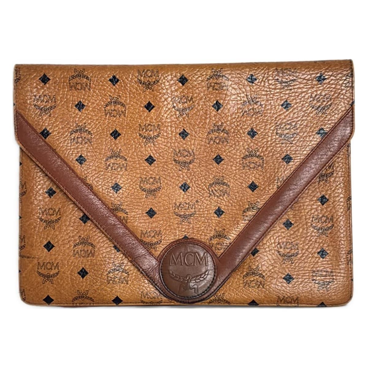 MCM エムシーエム ミニボストンバッグ ブラウン 総柄 ヴィセトス PVC