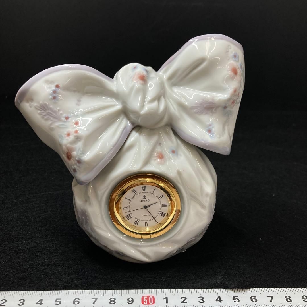 リヤドロ リボン時計 高さ約13.5cm 東金6-0228