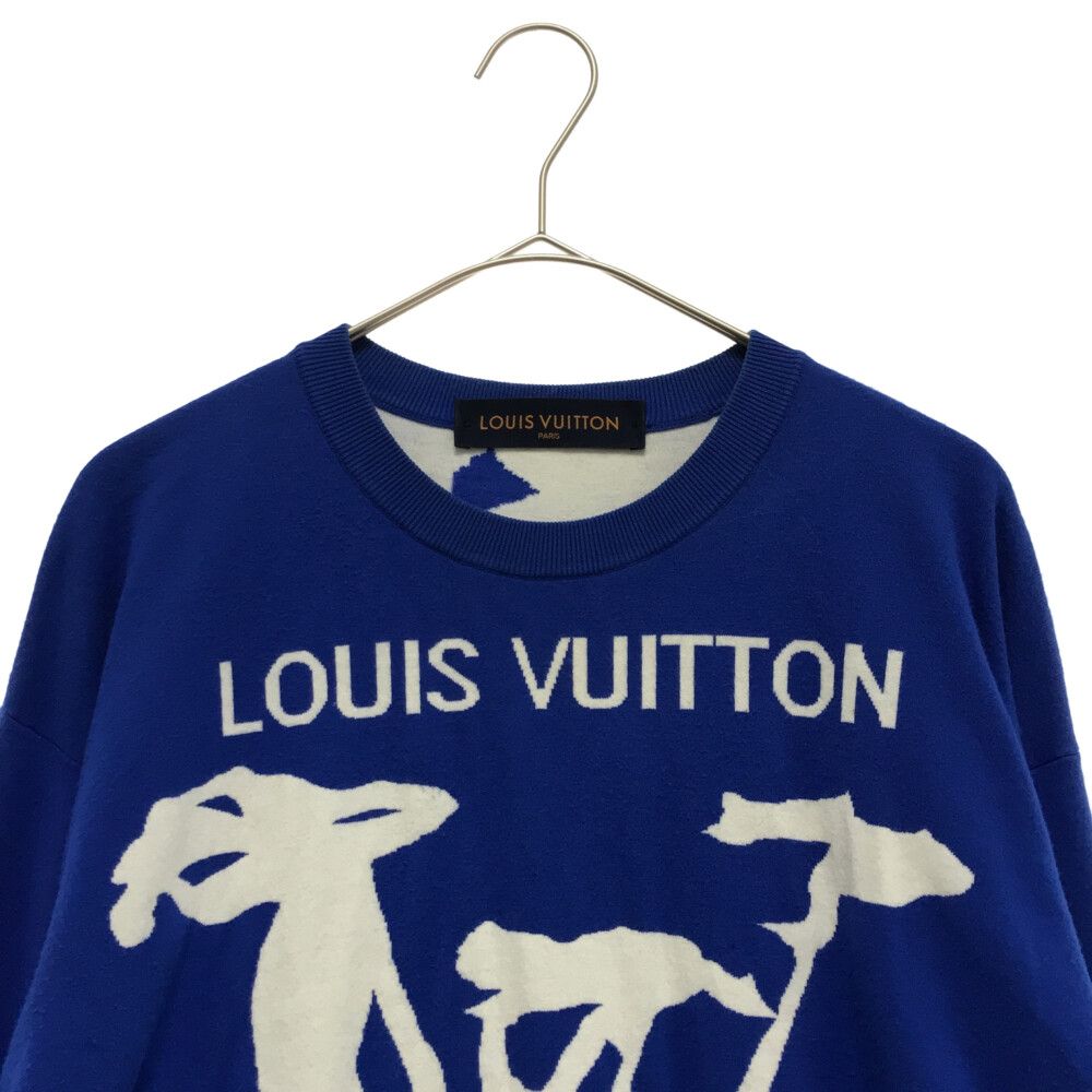 <br>Louis Vuitton ルイヴィトン/スクリンブルインターシャクルーネックニット(ブルー)/RM201 TZC HIN81W/XL/ルイ・ヴィトン/Aランク/69