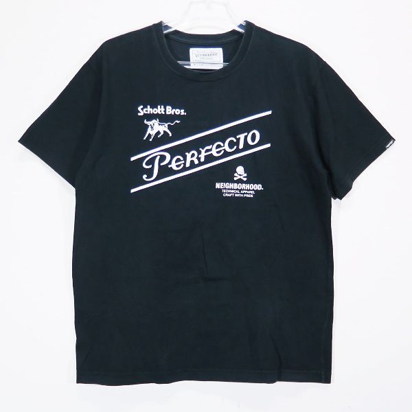 NEIGHBORHOOD ネイバーフッド X Schott ショット 13AW SCHOTT.PERFECTO/C-TEE.SS パーフェクト Tシャツ  ショートスリーブ ブラック カットソー 半袖 黒 - メルカリ