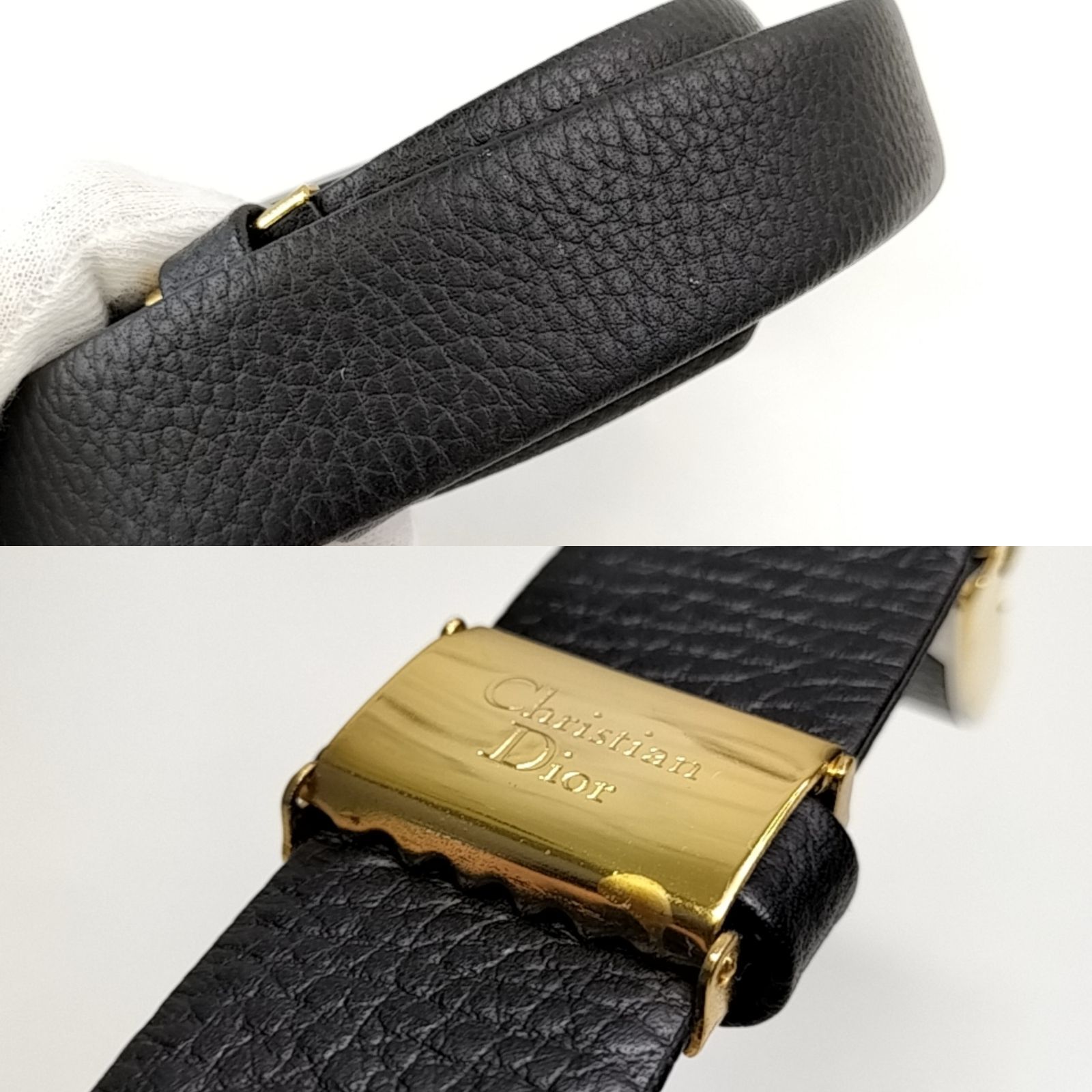 Christian Dior 】A A-1 クリスチャンディオール レザー ゴールド金具 