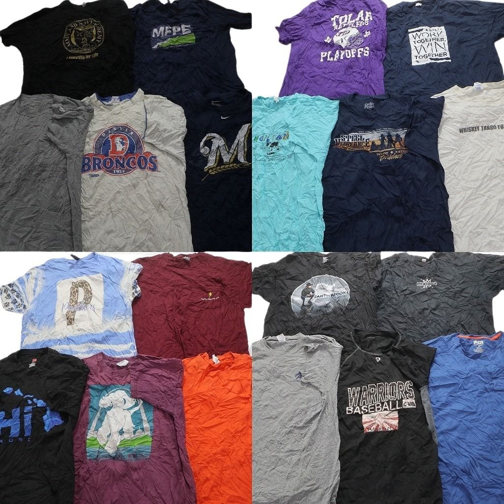 古着卸 まとめ売り カラーmix プリント 半袖Tシャツ 20枚セット (メンズ XL ) ナイキ プロチーム NFL ブロンコス 人物 中古 古着 MY6427
