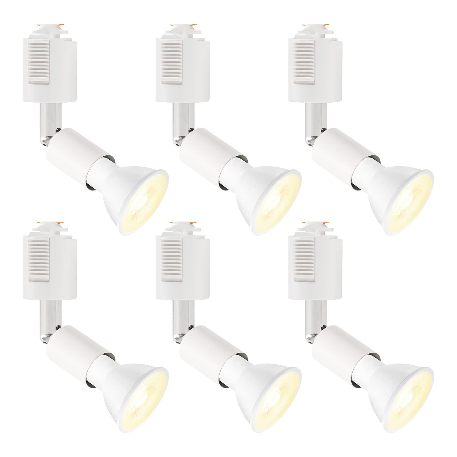 【新着商品】led照明器具 間接照明 6個セット 照明器具 角度調節可能 6W（50W形相当） 電球付き レール ダクトレールライト ライティングレール用 ダクトレール用スポットライト LVWIT