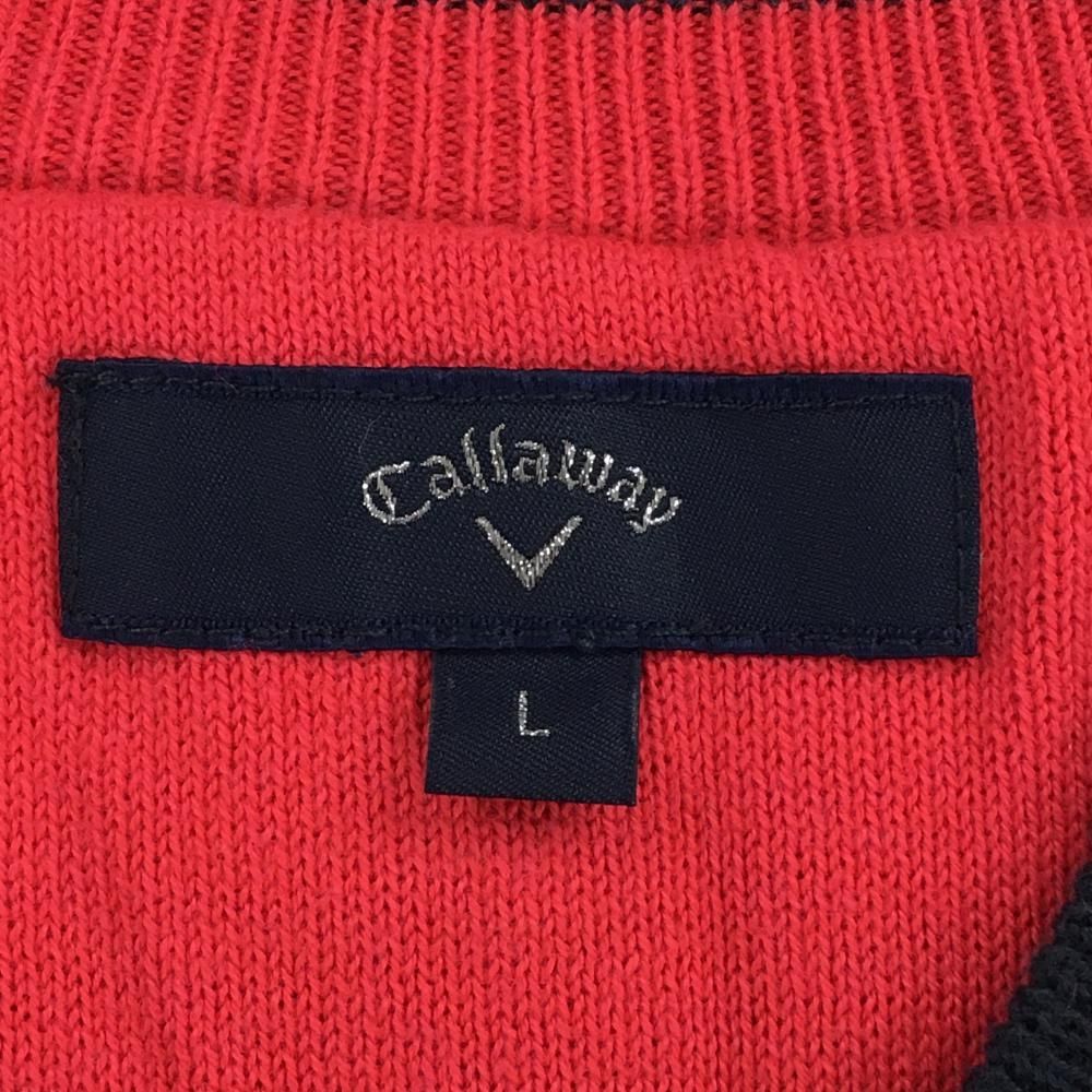 美品】キャロウェイ ニットベスト レッド×ネイビー アーガイル柄 ロゴ