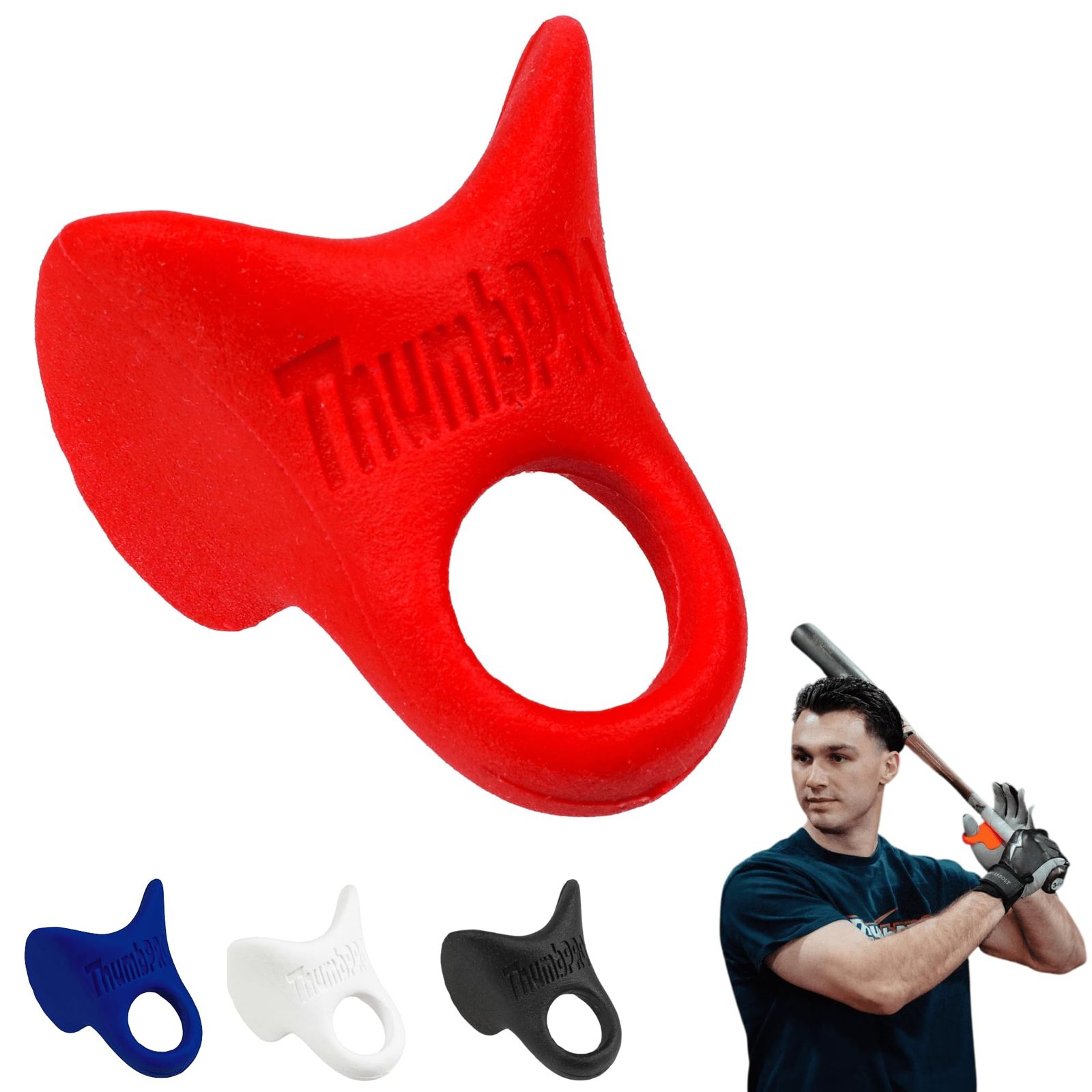 ThumbPRO 野球 サムガード - バッティングエイド - グリップエンハンサー - 刺すことを減らし スイングを改善 - 野球-ソフトボール用 - すべてのレベル 左手|右手 - 3サイズ ラリーレッド ミディアム Rally Red M