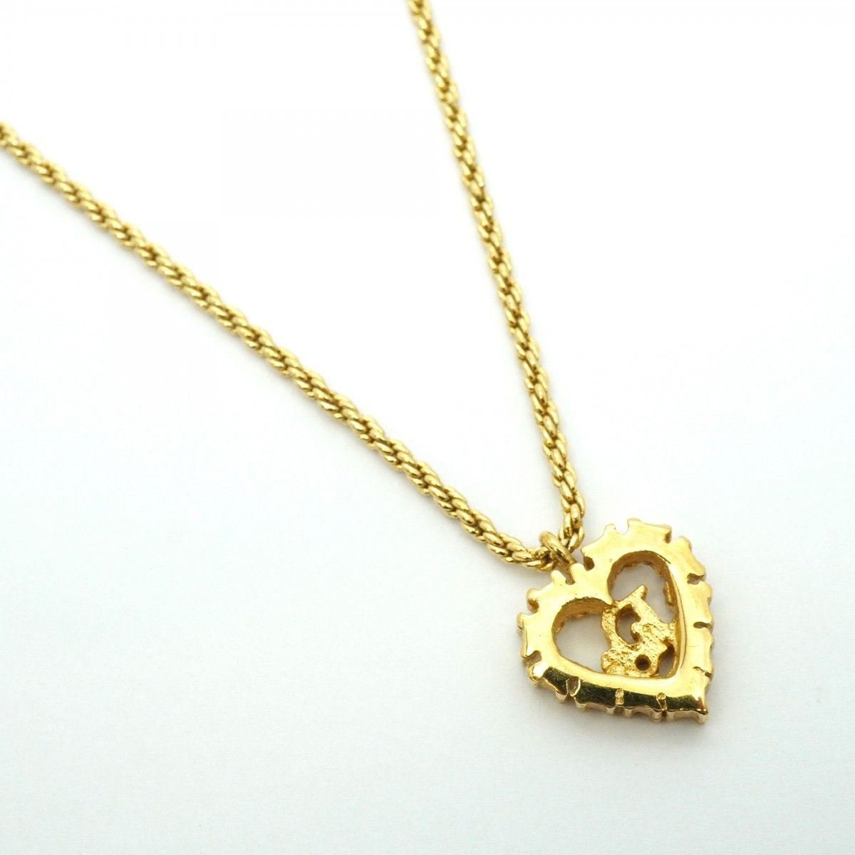 5jeb0571】クリスチャンディオール ネックレス ディオールロゴ ハート  