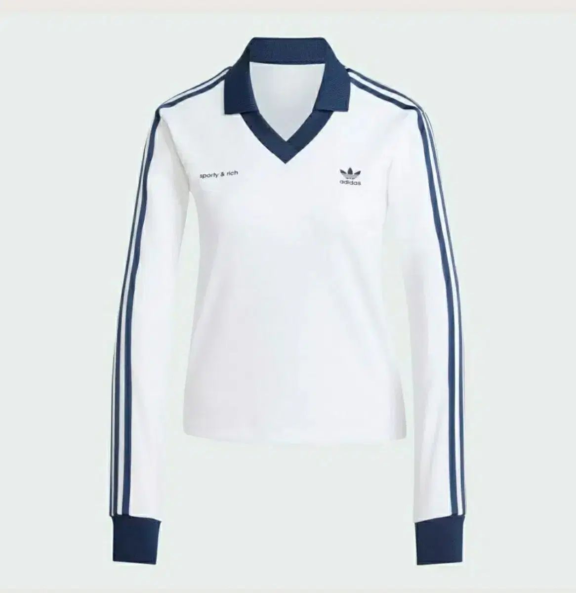 s adidas アディダス SPORTY-RICH スポーティアンドリッチ 長袖 フットボール ジャージ 白 インディゴ