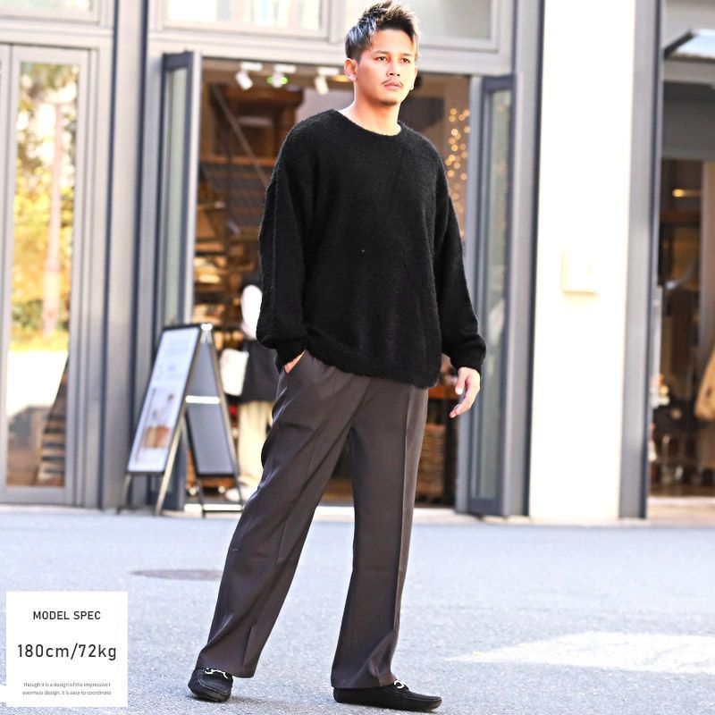 AURALEE シャギーニット　ブラック　コットンニット　セーター　メンズ　無地 AURALEE シャギーニット ブラック コットンニット セーター