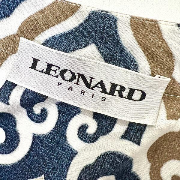 snc レオナール LEONARD ワンピース 40 マルチ 総柄 七分袖 ベルト