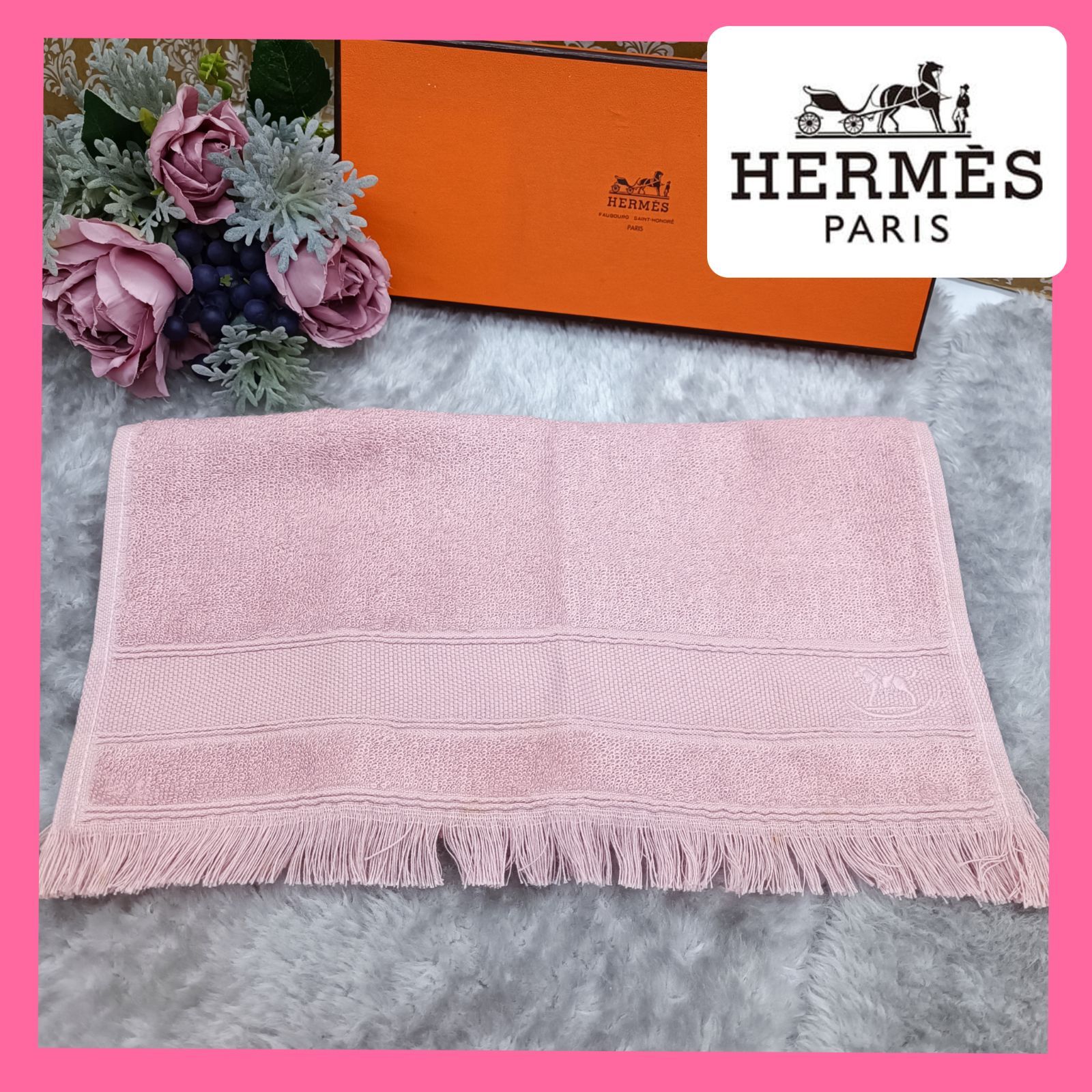 HERMES 》 ☆未使用☆ エルメス ハンドタオル ウォッシュタオル 木馬 
