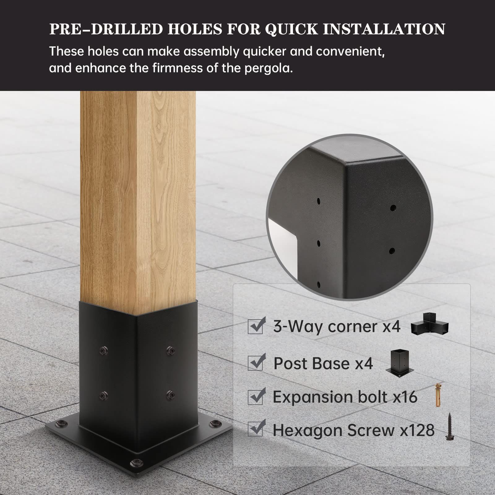 屋外パーゴ金具 4x4の木材用