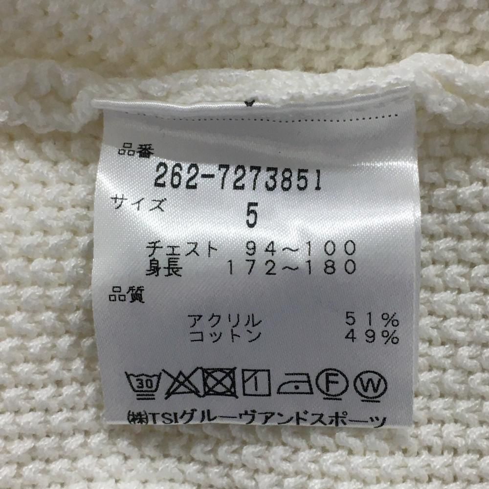 美品】ジャックバニー ニットベスト 白×ネイビー ロゴワッペン