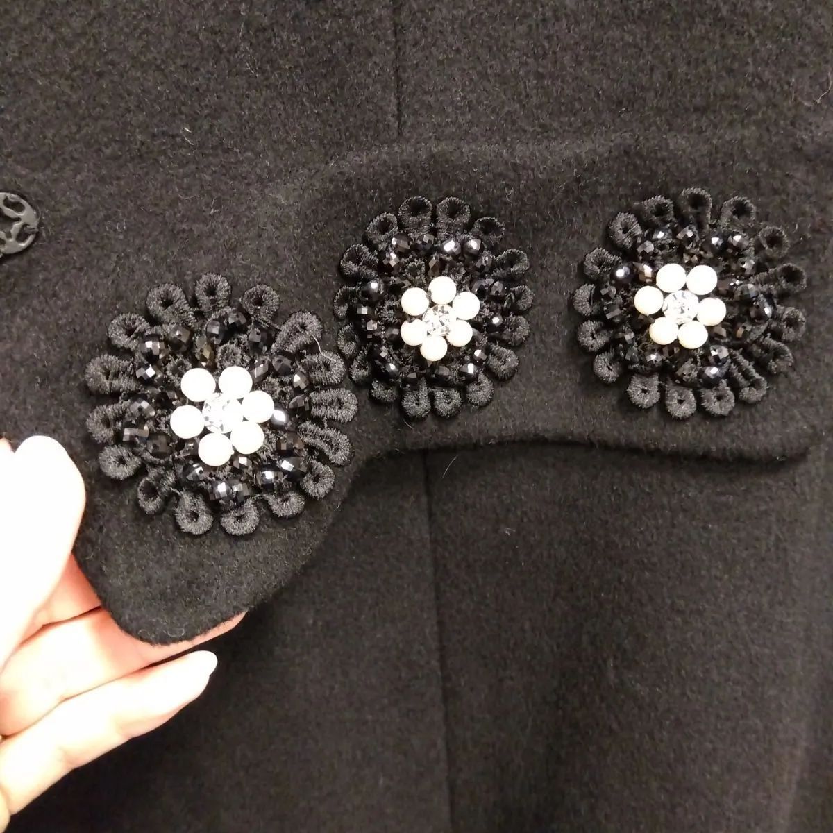 M9 スーパービューティー ファー付き ロングコート ゆったりサイズ 44