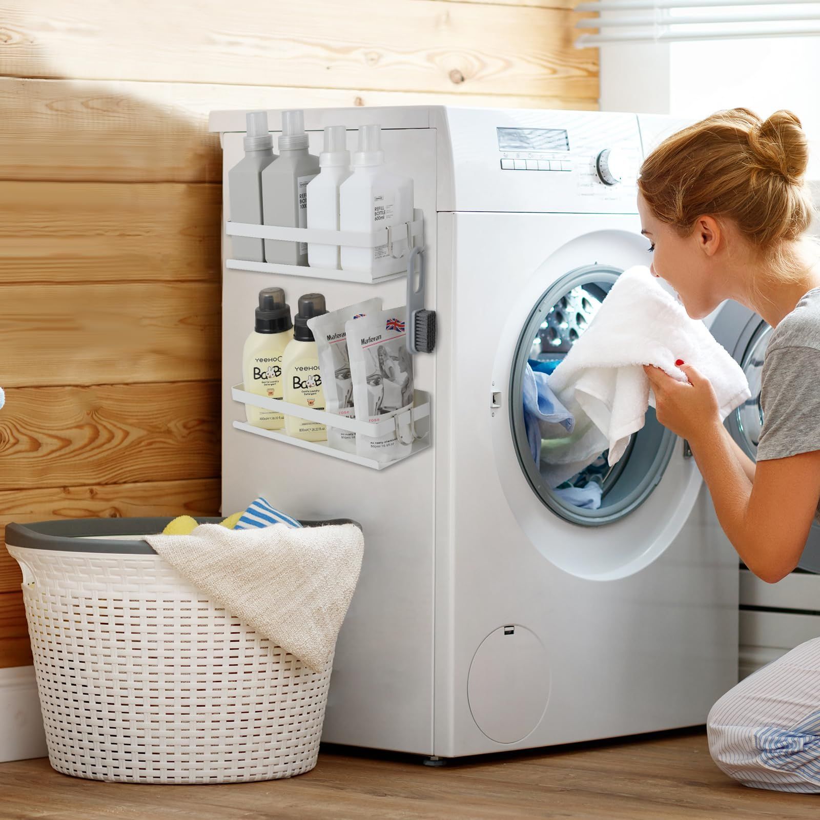 ラック バスルーム 浴室用ラック マグネット お風呂の壁に 水切り 風呂場洗面所収納 フック付き