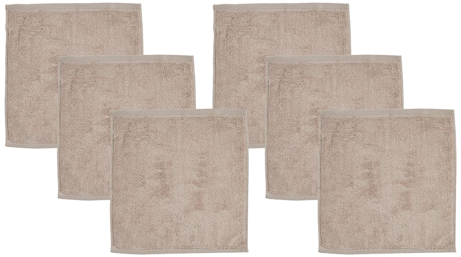 新品 無印良品 ふっくらパイルハンドタオルループ付き・6枚組 34×35cm・ピンクベージュ/やわらかい 83429461