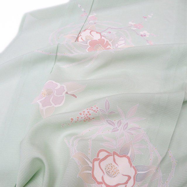 D245 夏着物　訪問着　花模様　上前刺繍　絽　正絹　未使用極美品 夏物 夏着物 訪問着 着物 未使用 正絹 絽 フォーマル 銀駒刺繍