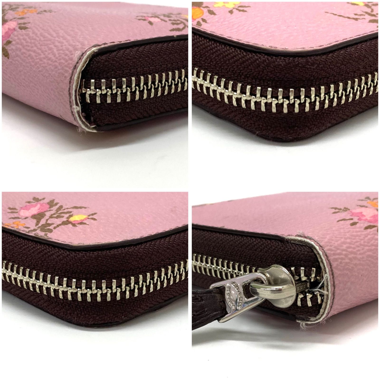 ◇COACH◇コーチ ラウンドファスナー 長財布 ピンク 花柄 - メルカリ