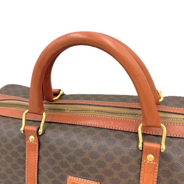 CELINE セリーヌ ボストンバッグ マカダム柄 茶系 ネームタグ 南京錠 CELINE セリーヌ ボストンバッグ マカダム柄 茶系 ネームタグ 南京錠