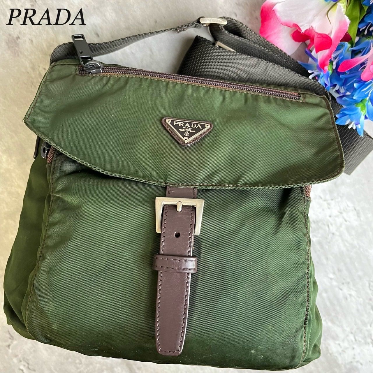 ✨良品✨ PRADA プラダ ショルダーバッグ トートバッグ 三角ロゴ 総柄 ...