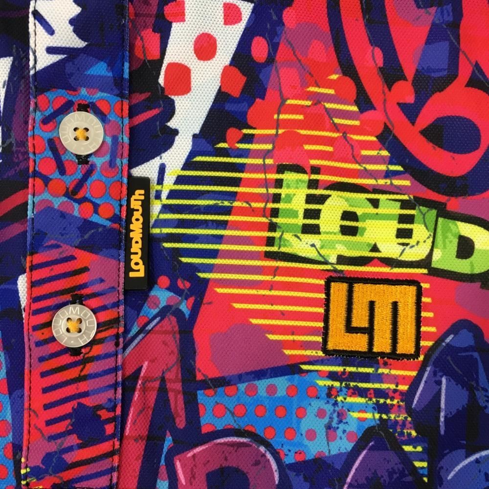 超 ラウドマウス 半袖ポロシャツ マルチカラー 総柄 英字 メンズ L ゴルフウェア LOUDMOUTH WWW_NOITHATQUANGTHANH_NET