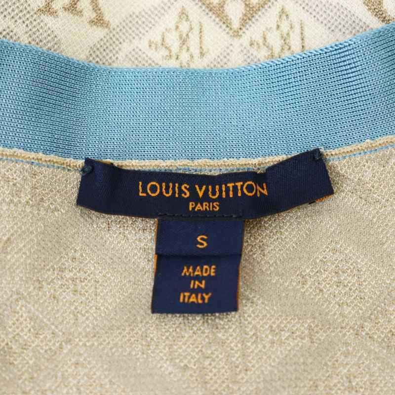 ルイヴィトン LOUIS VUITTON 22SS モノグラム・コントラストトリム カーディガン ニット 長袖 Vネック S グレー ベージュ 水色 ルイヴィトン LOUIS VUITTON 22SS モノグラム・コントラスト