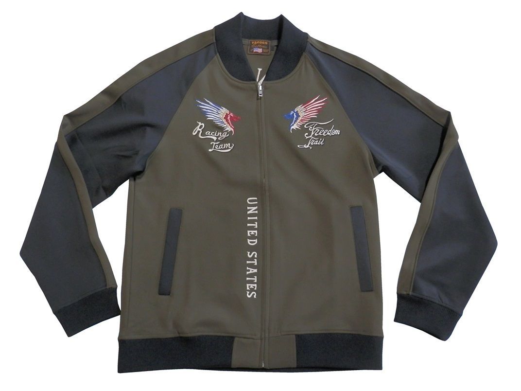 バンソン vanson Mサイズ ジャージ NVSZー2306 オリーブ バイカー トラックジャケット スカジャン