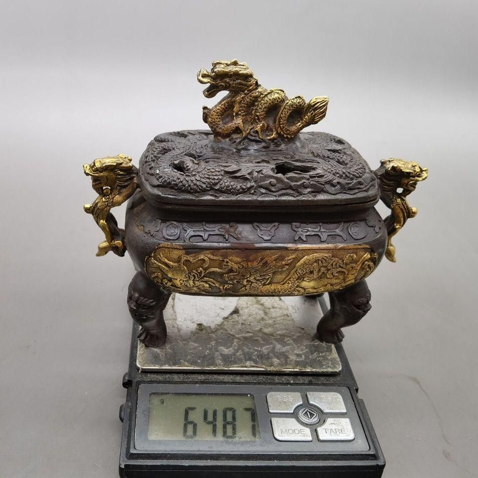 銅細工 鎏金盤竜香炉 室内香炉 香道具 装飾品 工芸品 美術品 置物 銅細工 鎏金盤竜香炉 室内香炉 香道具 装飾品 工芸品 美術
