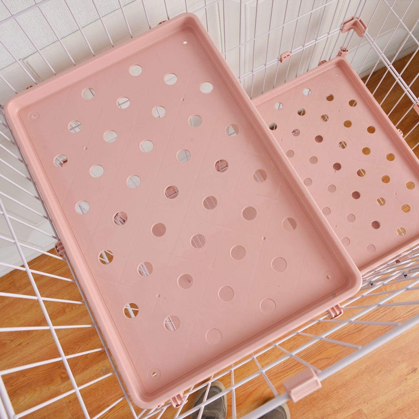 ピンク M サイズ】2 段猫ケージ｜キャットハウス｜留守番保護｜脱走