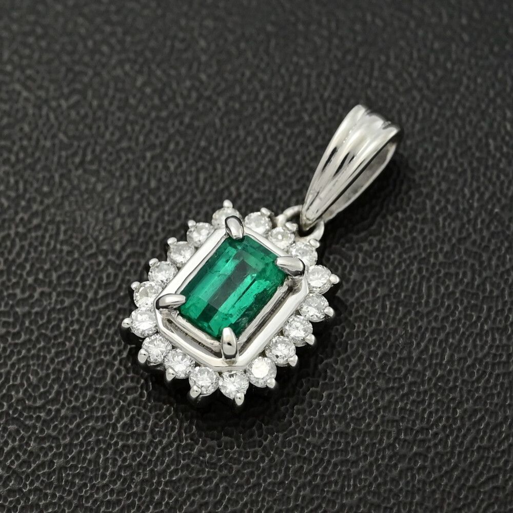 0.37ct/FD:0.25ct/エメラルド・ダイヤモンド ペンダントトップ/Pt900