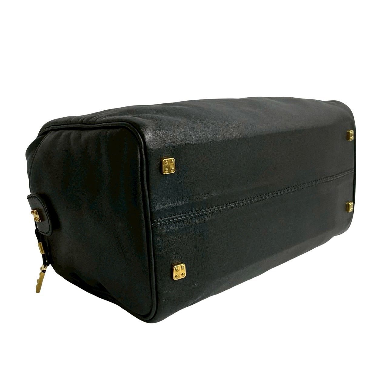 ★大容量【LOEWE】ボストンバッグ　アナグラム型押し　ゴールド金具　ブラック. ☆大容量【LOEWE】ボストンバッグ アナグラム型押し ゴールド金具